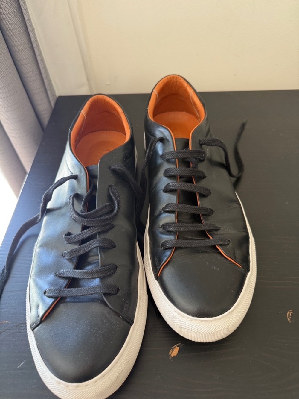 Beckett Simonon Black Leather Low-Top Sneakers with White Sole - Picture 2 of 4